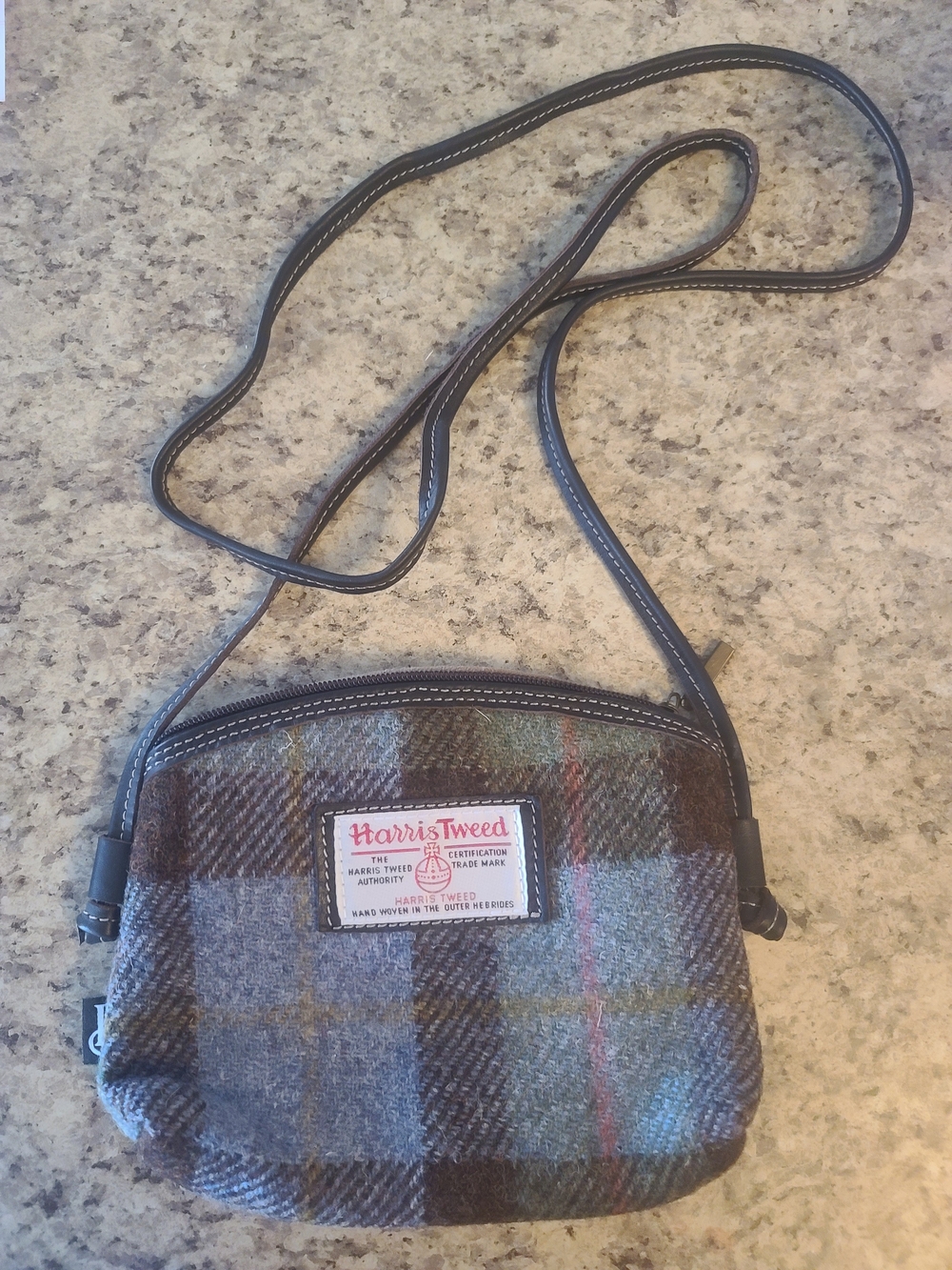 Harris Tweed Brown Plaid Mini Crossbody Bag